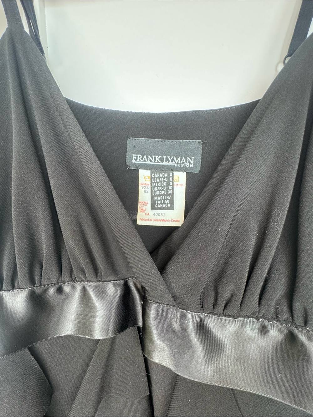 Frank Lyman Design Black Ruffle V-Neck Spaghetti Strap Mini - Picture 3 of 3